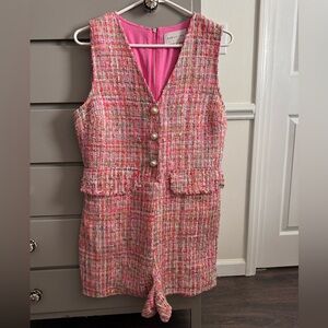 Pink Tweed Sleeveless Romper